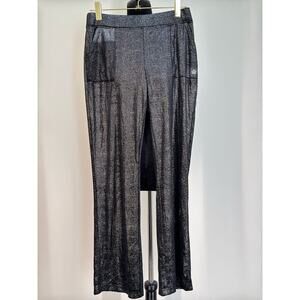 Juicy by Juicy Couture Metallic Sparkle Silver Velvet Wide Leg Pants Sz S NWOT